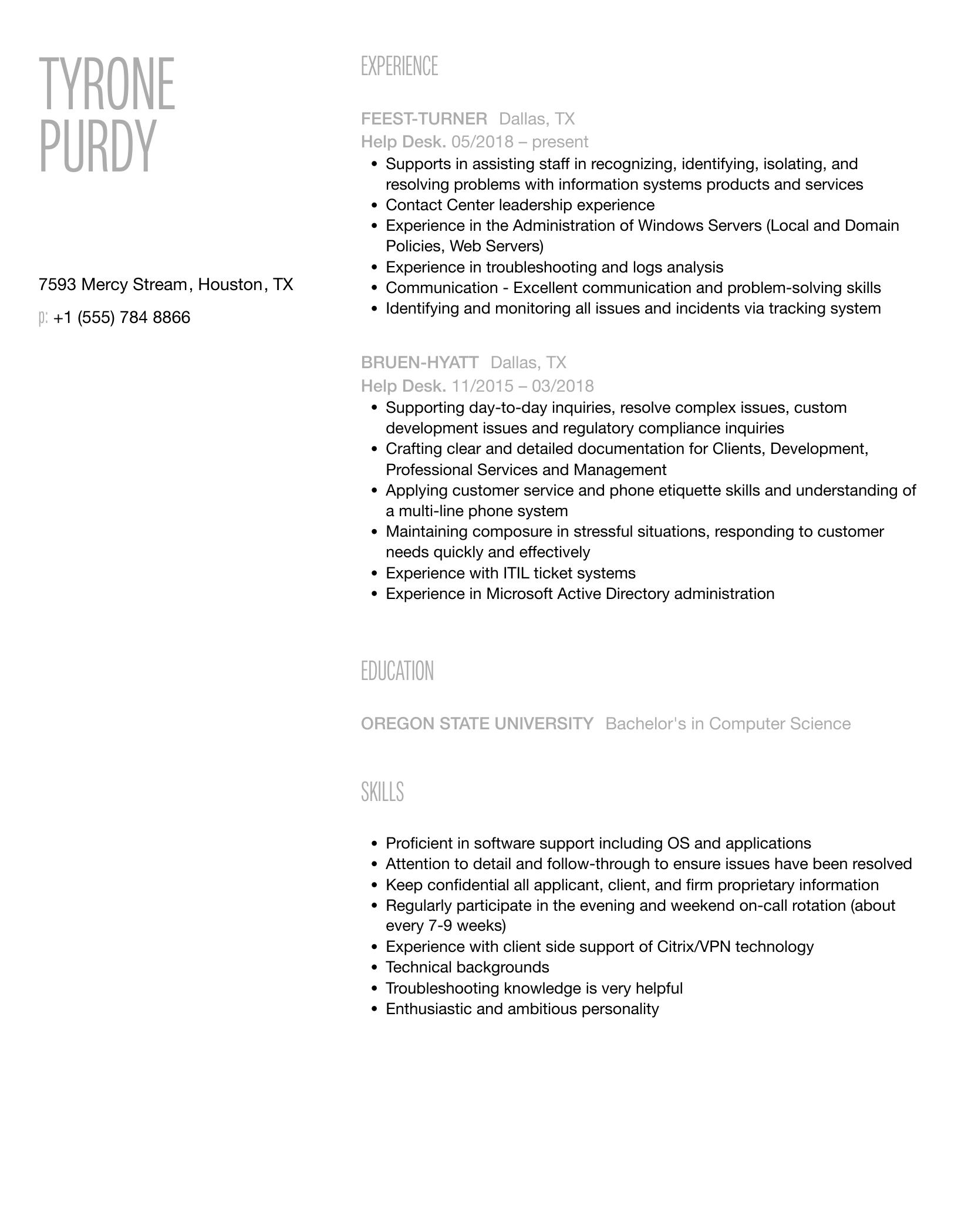 Help Desk Resume Samples | Velvet Jobs